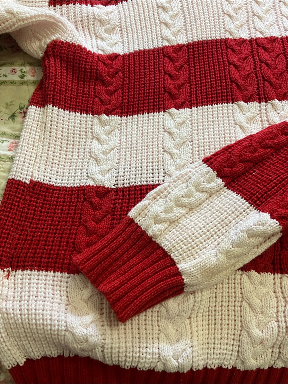 Dior Red and White Striped Cable Knit Sweater - Picture 6 of 10